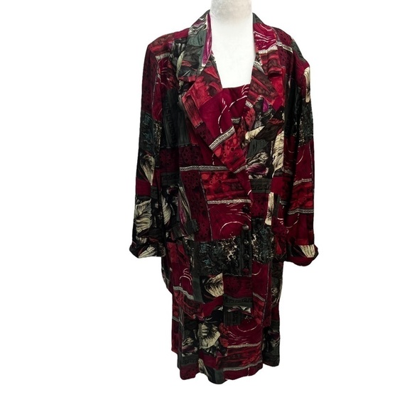 VINTAGE❤️LESLIE Belle Two Piece Burgundy Suit Size XL - Picture 5 of 16